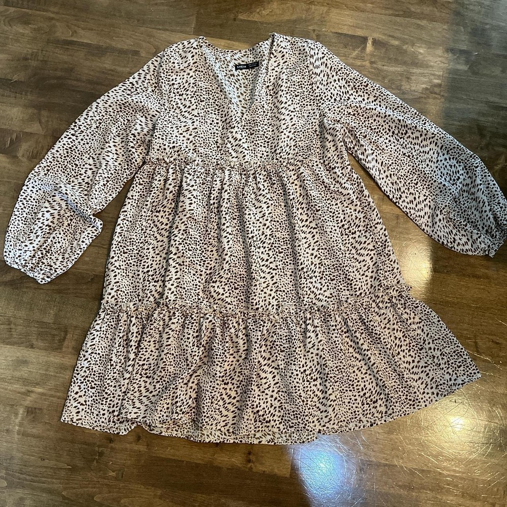Baby doll mini dress tiered animal print festival hippie country indie